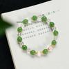 Fresh Natural Hetian Jade & White Crystal Bracelet with 925 Silver Spacers