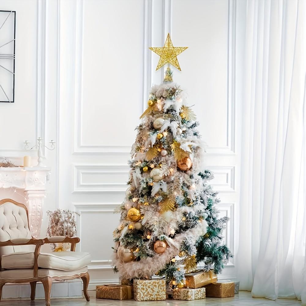 high quality1 Pc Star Christmas Tree Toppers Lighted, Glitter Star Tree Topper Lighted With LED Lights For Xmas Tree Decorations, Holiday Party