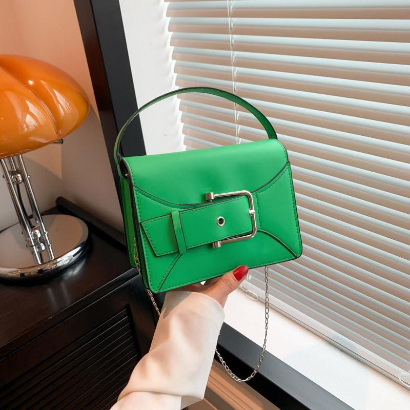 

Trendy Korean Style Shoulder Bag With Chain Strap Simple And Elegant зелений