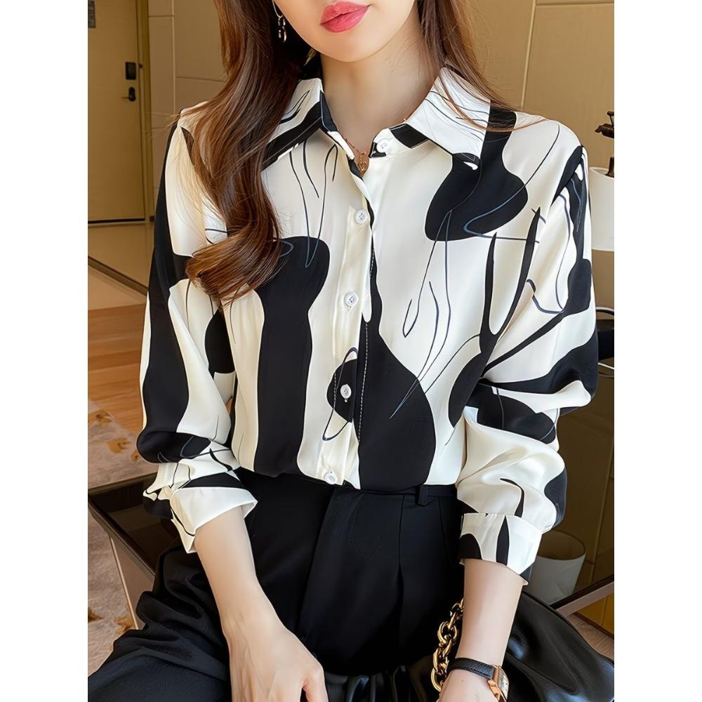 Summer Minimalist Shirt with Floral Digital Print Button Up Shirt Top for Women's Hawaiian Beach Vacation Casual Shirt