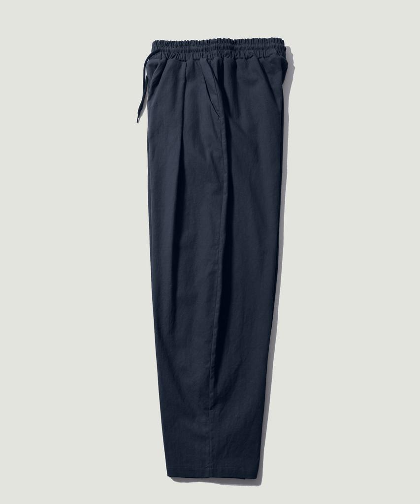 EASE Linen Elastic Waist Pants [Oversized Fit]_Navy_Unisex
