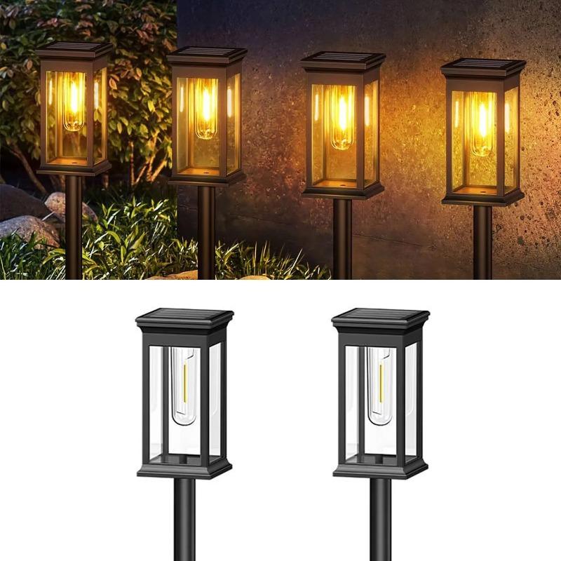 2/4/6 Pack Solar Tungsten Led Lawn Lamp Outdoor Waterproof Solar Channel Lamp for Garden Courtyard Landscape Sidewalk Courtyard Decoration