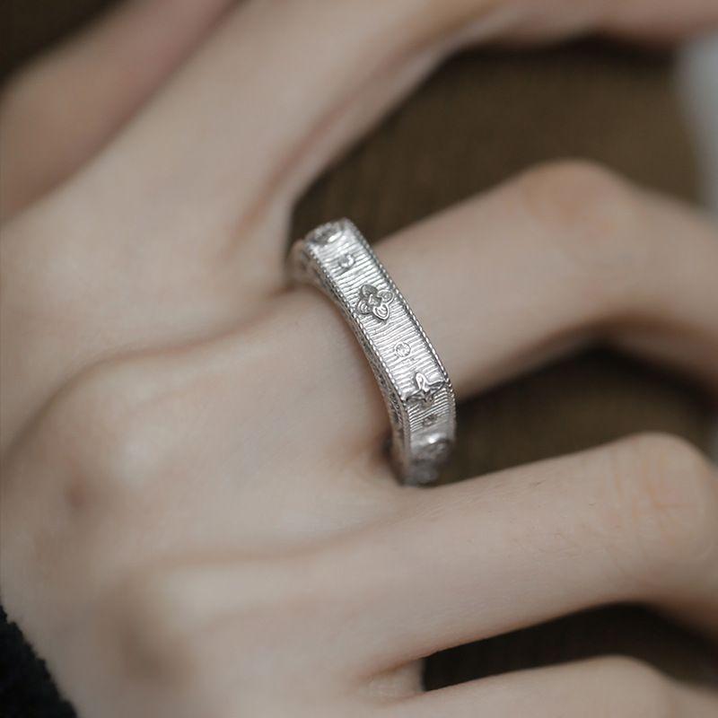 High-end Four-leaf Clover Square Ring Exquisite High-end Women s Open Ring adjustable open band