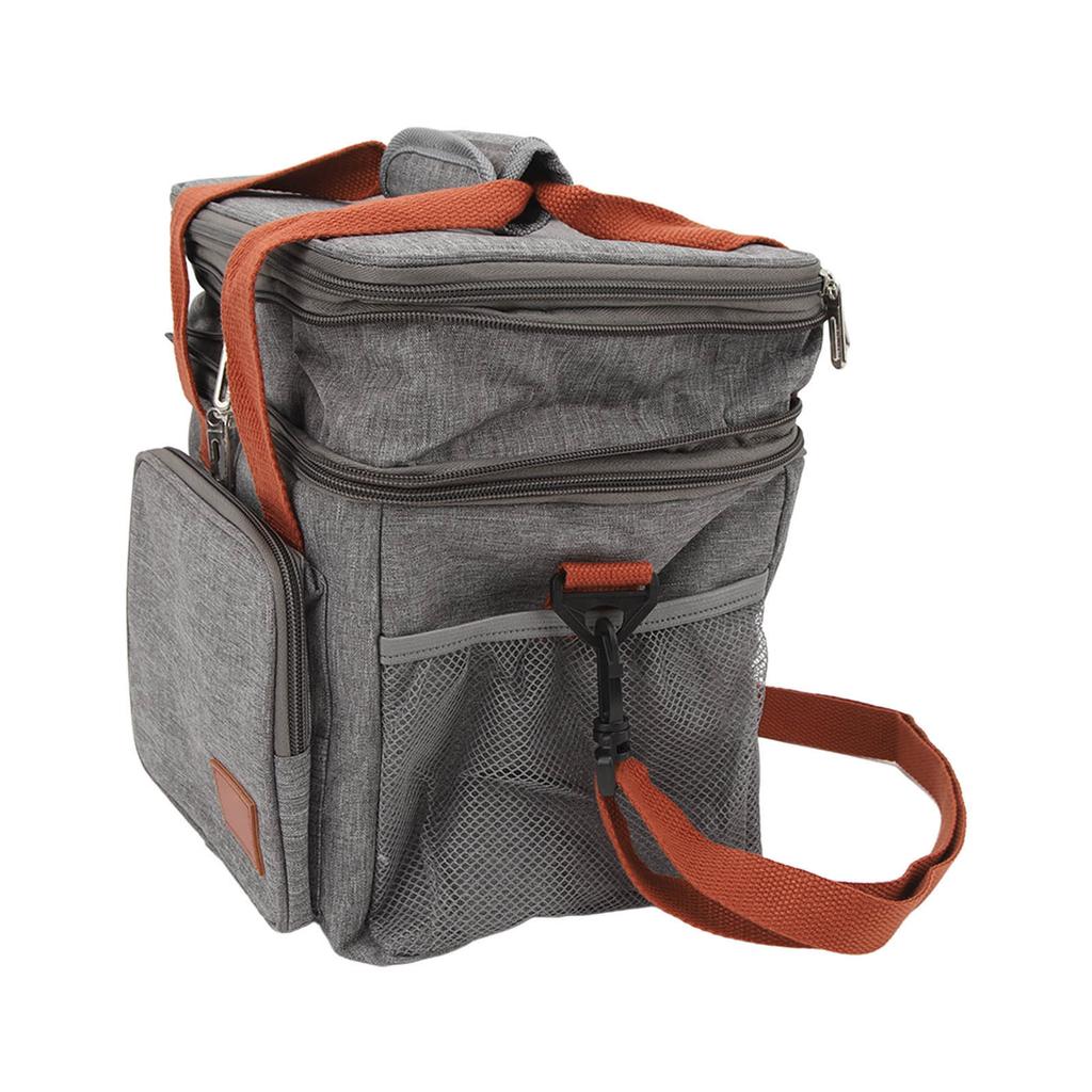 Insulated Lunch Carry Bag Double Layer Large Capacity Leak Proof Oxford Cloth Aluminum Foil with Shoulder Belt Cooler