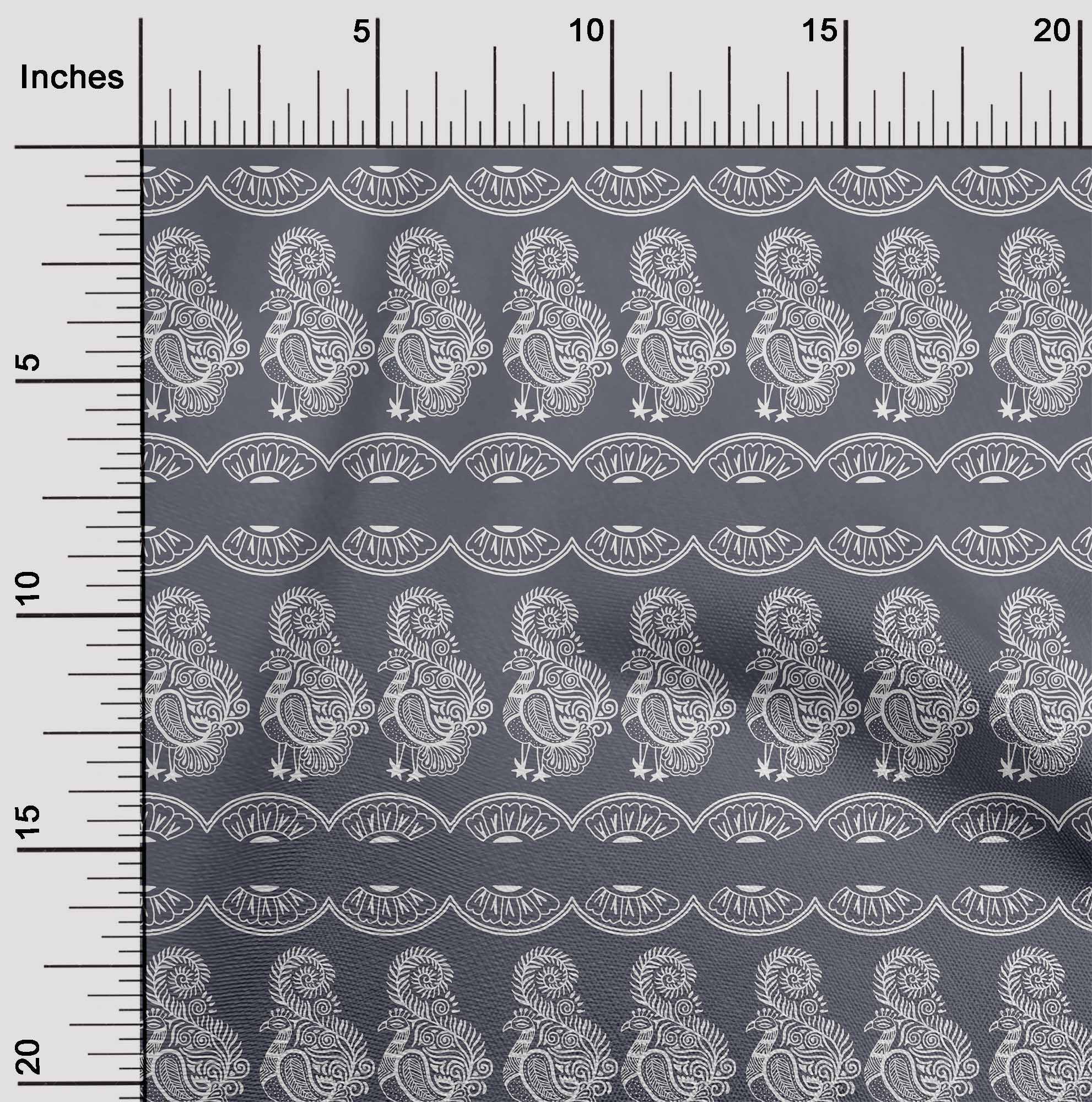 

oneOone Cotton Flex Fabric Floral & Bird Block Printed Fabric 1 Yard 40 Inch 42 Inch - Viscose Chiffon шифер сірий колір