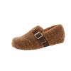 Pedal wool cotton shoes for women to wear in the autumn and winter of 2025, new flat-bottomed imitation lamb wool warm one-word Doudou shoes