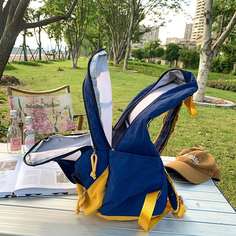 Color Block Schoolbag Women's Backpack Large Capacity Student Travel Backpack