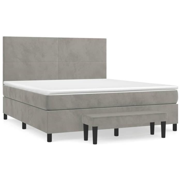 VidaXL Divan Bed and Mattress Light Grey 160x200cm Velvet - Model 3137731