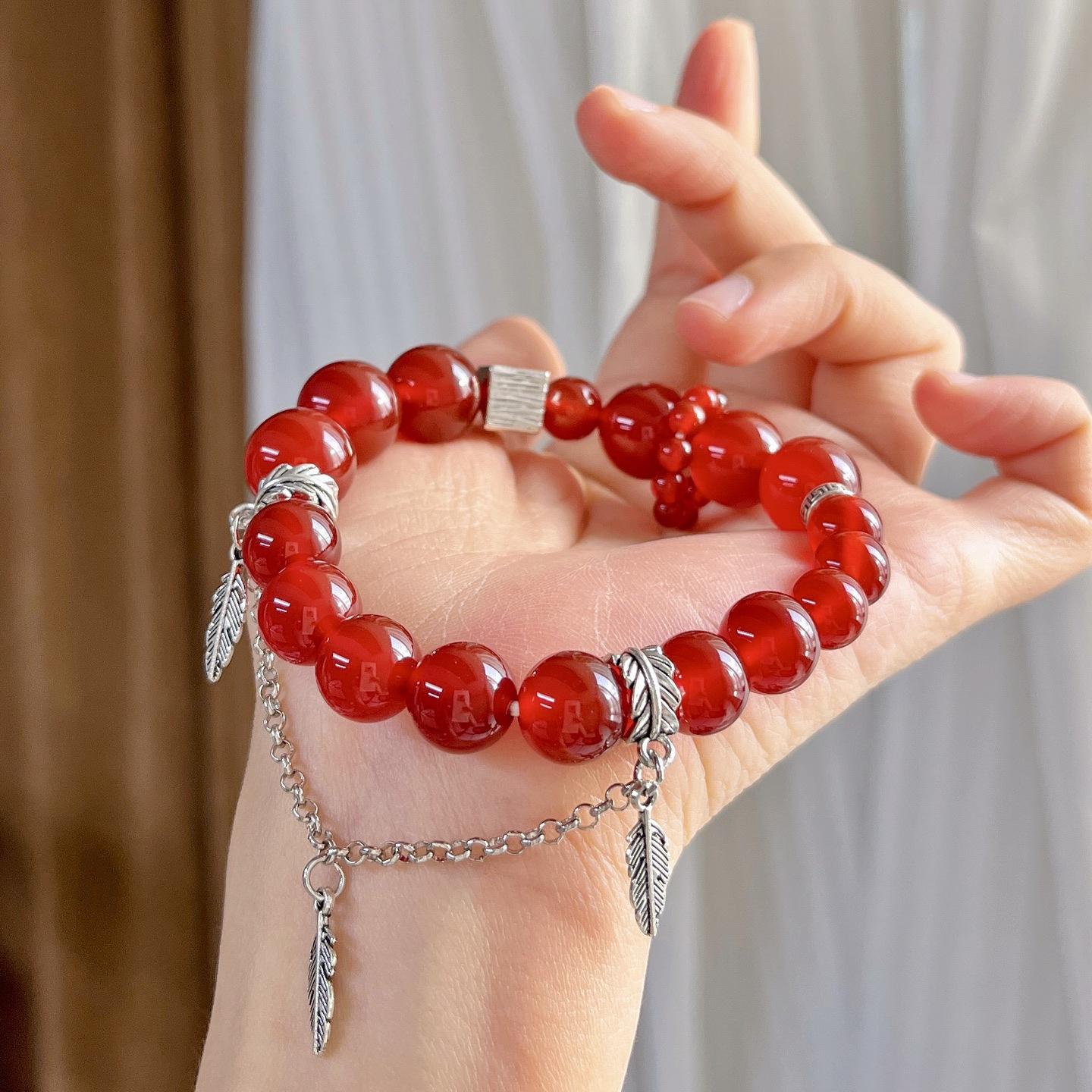 Vintage Design Tassel Natural Chalcedony Bracelet Bracelet