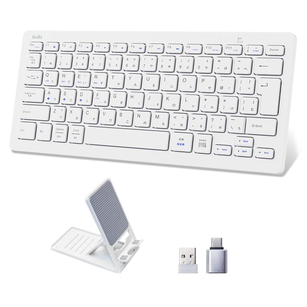 EWiN Wireless Keyboard, Bluetooth and USB Compatible, JIS Japanese Layout, Compact, Compatible with Mac, Android, iOS, Windows, iPad, iPhone, Tablet,