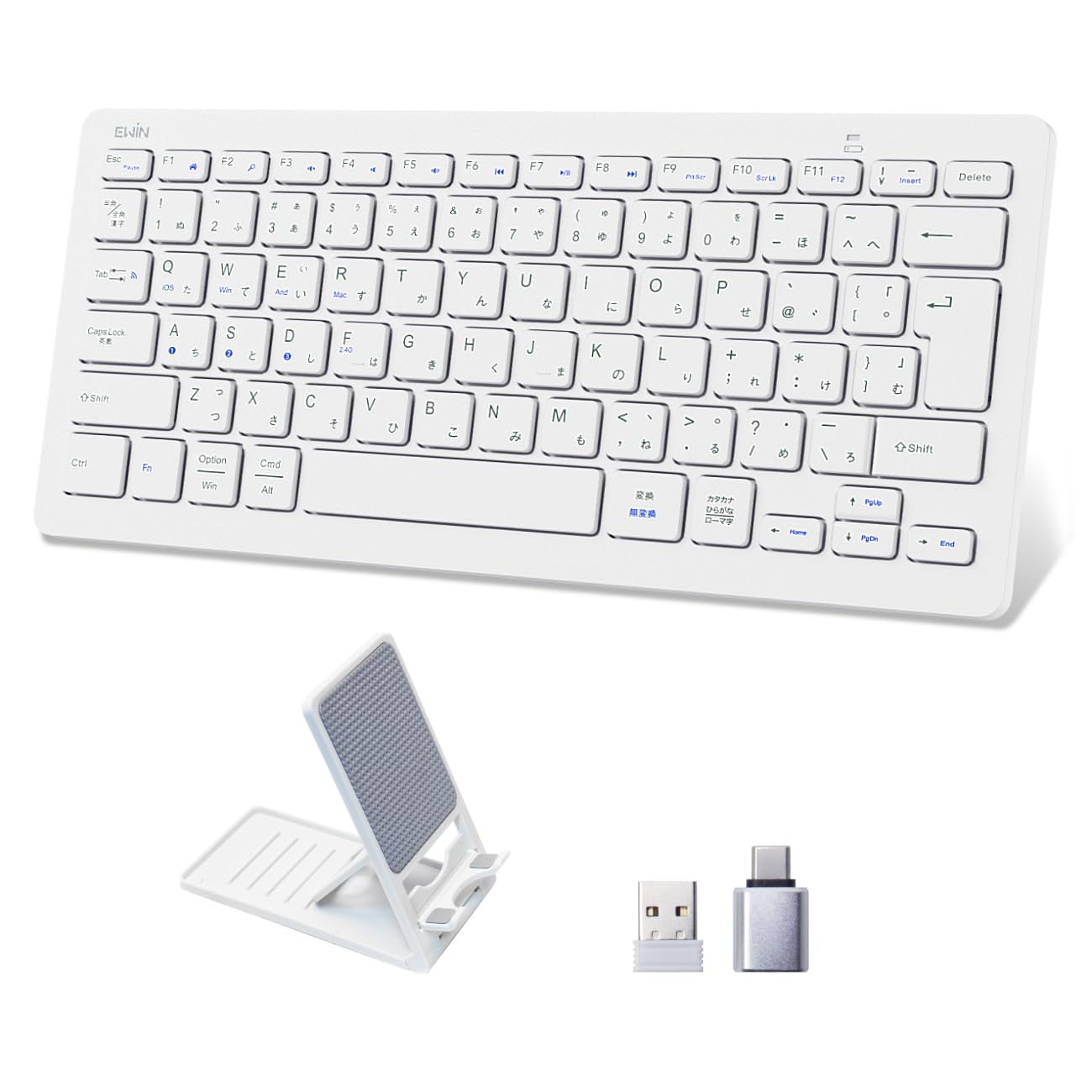 

EWiN Wireless Keyboard, Bluetooth and USB Compatible, JIS Japanese Layout, Compact, Compatible with Mac, Android, iOS, Windows, iPad, iPhone, Tablet,