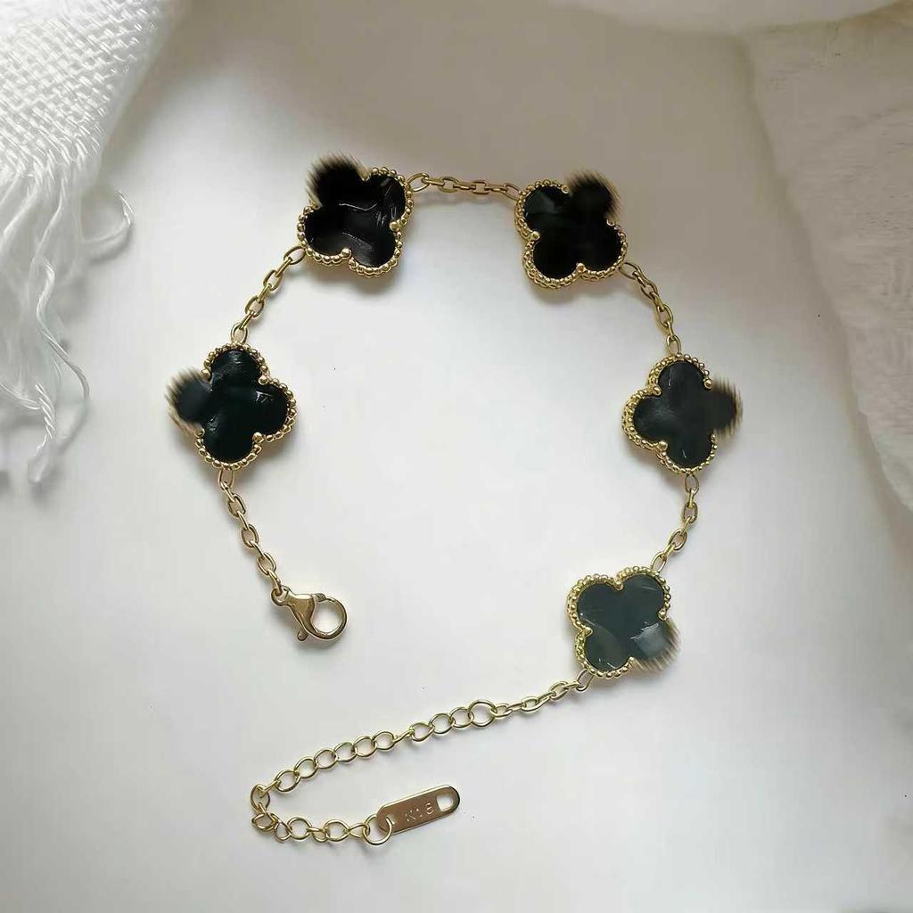 Pulsera de trébol de cuatro hojas de 15 mm - Joyería clásica de cinco flores, oro de 18k, no se decolora.