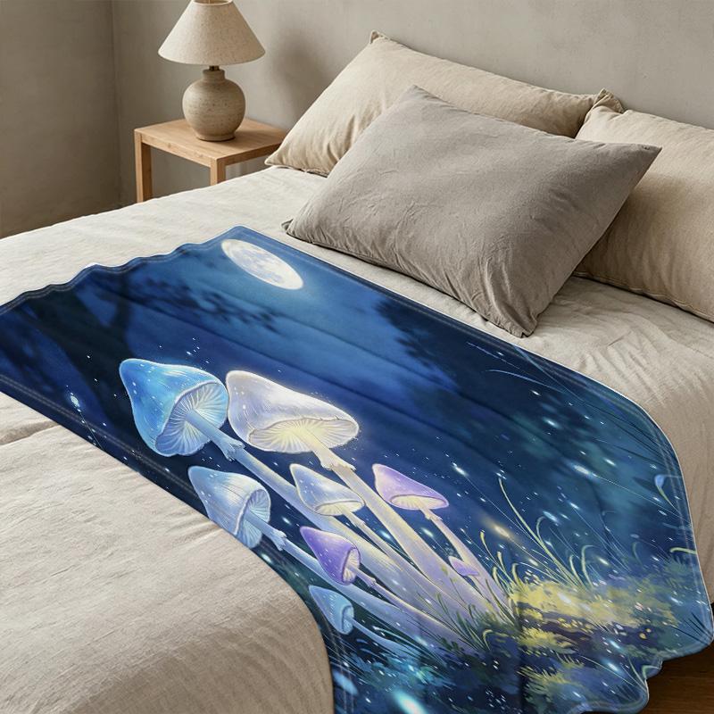 Dreamy Mushroom Series Flannel Blanket: High-Density Plush, Soft & Warm Cozy for Home, Ideal Decor for Halloween & Christmas