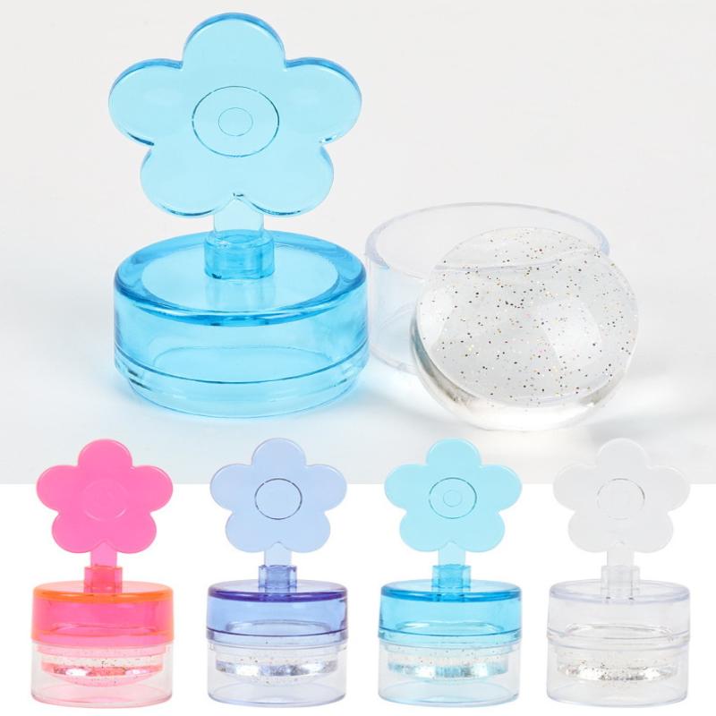 1 Set Flower Shape Nail Stamper Clear Silicone Head Manicure Scraper Transfer Templates Printing Kits Nail Art Stamping Plates