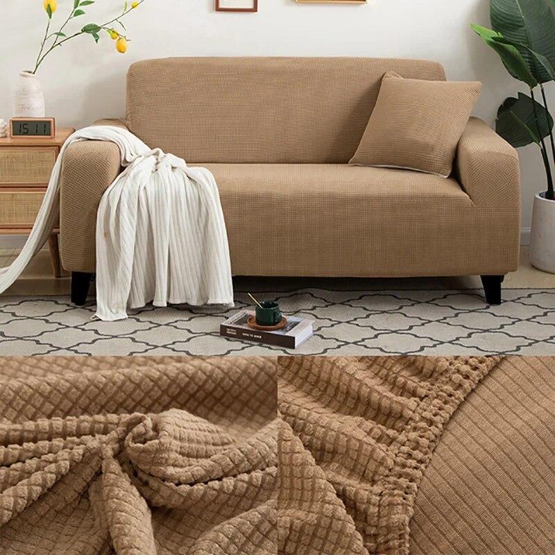 Sofa Cover for Living Room Thick Elastic Polar Fleece Cover for Sofa Couch Armchair 1/2/3/4 Seat L Shaped Corner Sofa Cover