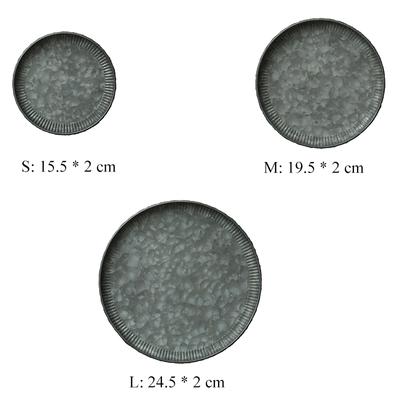 Plateau Métal Unique à Bord Floral Fait Main Vintage Antique Plateau Rond en Fer avec Ruban Plateau Rustique Rétro pour Décoration Maison Mariage