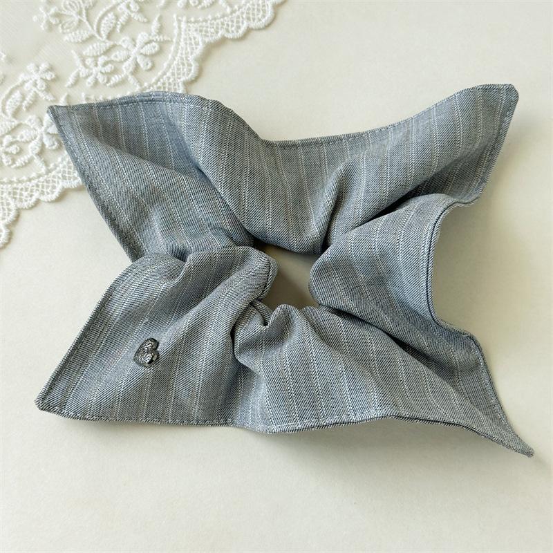 

Pastel Striped Hair Scrunchie Voluminous Aesthetic Soft Texture Daily Accessory For Women Girls Party Gift Hair Styling Tool Scarf Scr. Light Gray