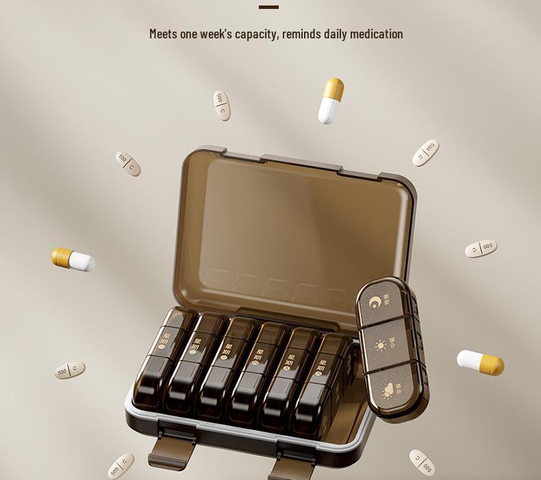 Compact 7-Day Japanese Pill Organizer with Three-Daily Dose Reminder
