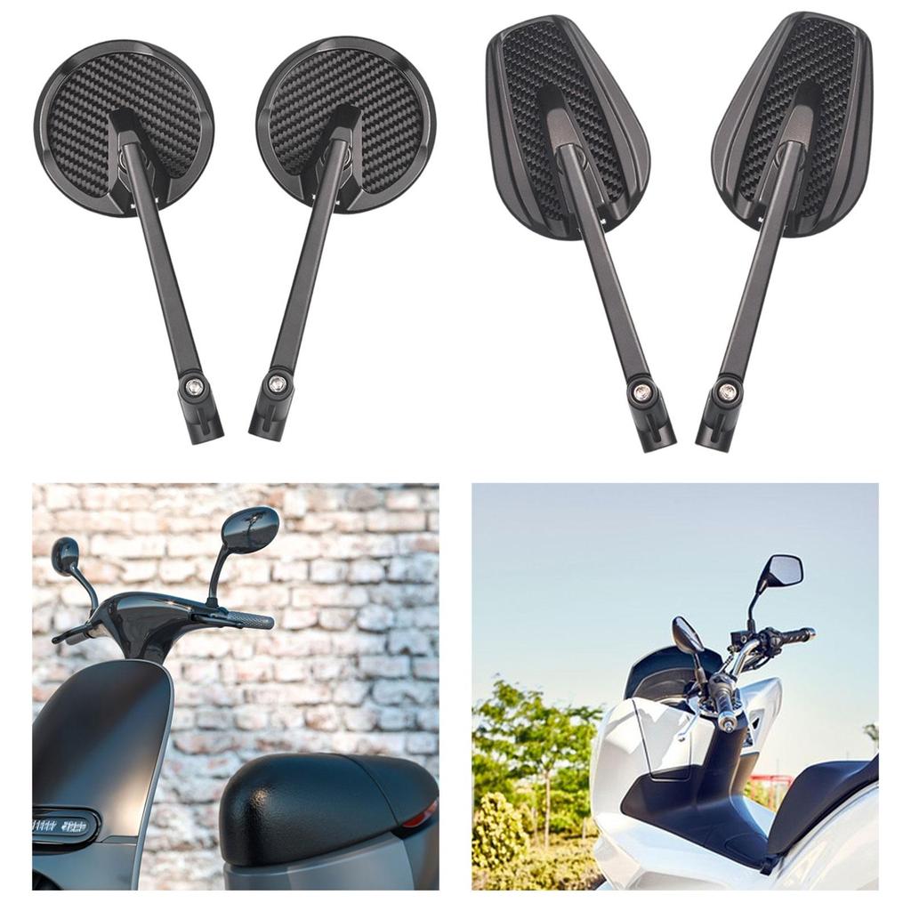Rearview Mirrors Modification Accessories Fits M8 M10 Screws Carbon Fiber Mirrors Left and Right for Scooters Motorcycle