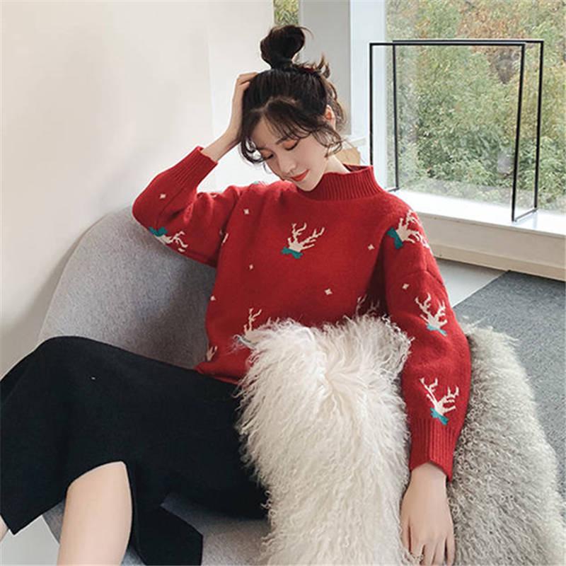 Nuovo Natale Elk Rosso Mezzo Dolcevita Maglione Donna Loosely Thin Long  Sleeve Base Maglione acquista in modo economico — spedizione gratuita,  recensioni reali con foto — Joom