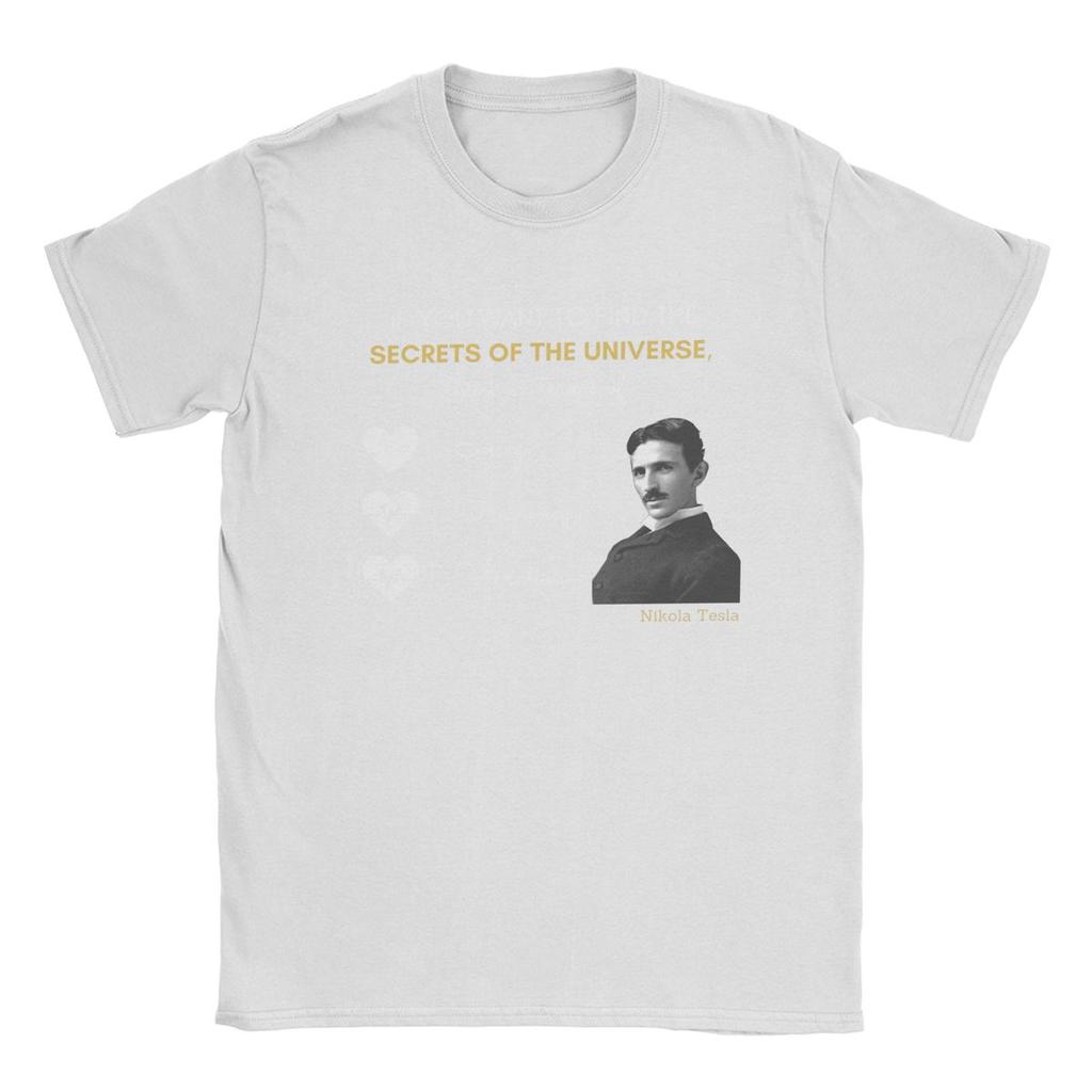 Nikola Tesla Tajemství Vesmíru Pánská Trička Vintage Tričko Krátký Rukáv Kulatý Výstřih Trička 100% Bavlna Nápad na Dárek Topy