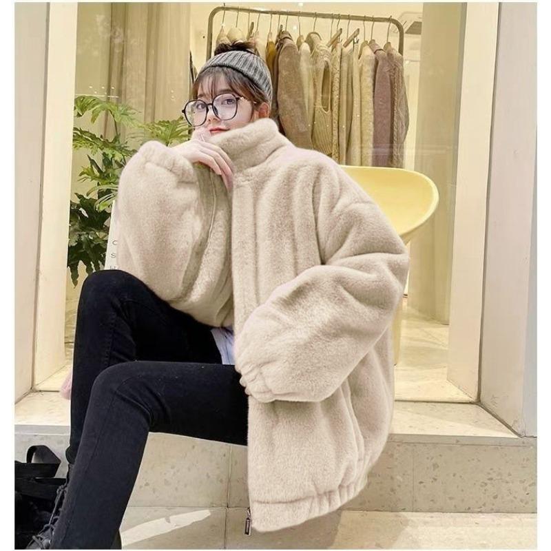 

Winter new imitation Rex rabbit hair long hooded thickened coat women s loose plush fur coat tide XXL