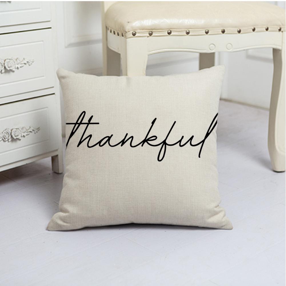 White Pumpkin Thanksgiving Garland Flax Pillow Case European and American Fashion Home