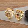 Nidin Light Luxury Colourful/White Crystal Zircon Open Rings For Female Male Exaggerated Personality Adjustable Finger Jewelry