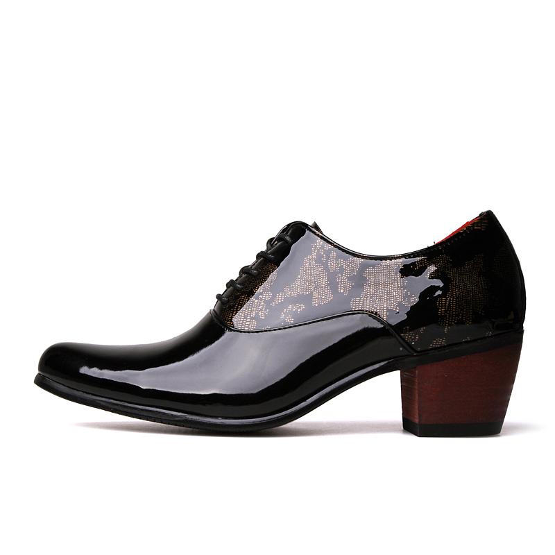 Men Formal Shoes High Heels Pointed Toe Leather Shoes Increased Shoes Business Shoes Lace Up Shoes