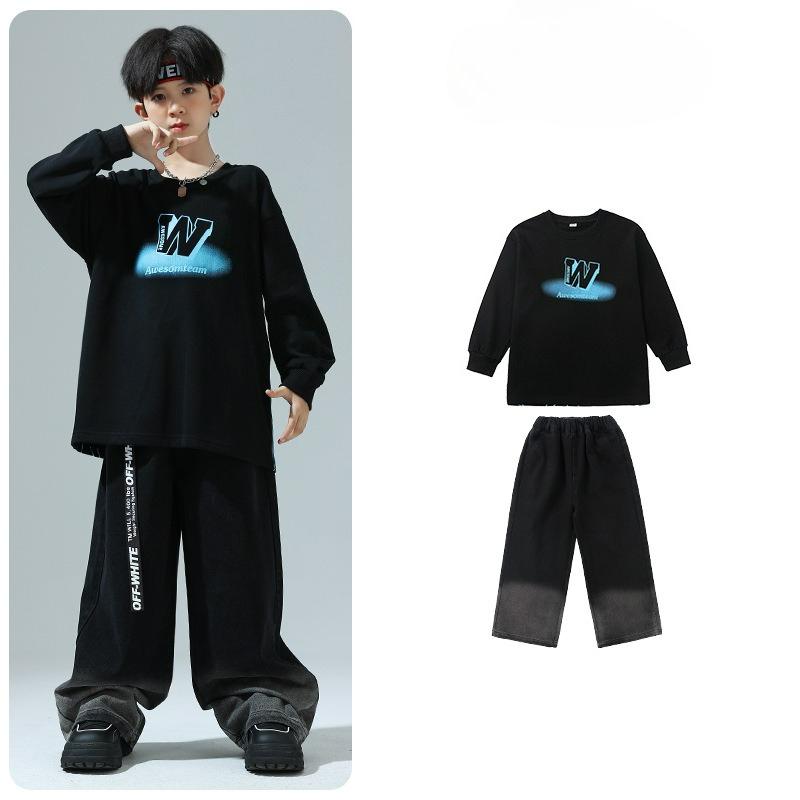 

Children s Hip-hop Costumes, Children s Trendy Cool Loose Sweaters, Female Jazz Suits, Boys Hip-hop Hiphop Costumes 110
