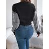 Women's Sweatshirt - Autumn/Winter Casual Striped Bell-Sleeve Pullover Cropped Knitwear