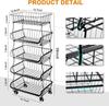 3Tier Rolling Pantry Floor Organizer,Stackable Pantry Storage Cart with Wheels, Metal Wire Pantry Baskets, Kitchen Fruit Basket Stand, Vegetable