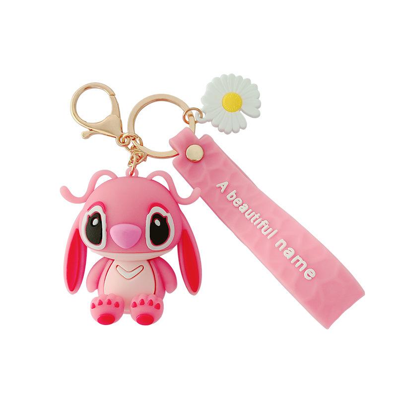 Porte-clés Poupée Stitch Dessin Animé Pendentif Sac d'École Mignon Couples Homme et Femme Porte-clés de Voiture Pendentif Créatif