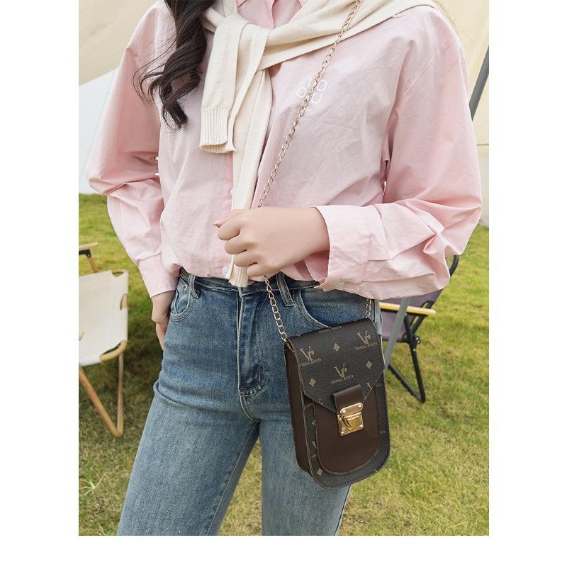 Geantă de umăr pentru fete, cu imprimeu la modă, pentru telefonul mobil, versiunea coreeană