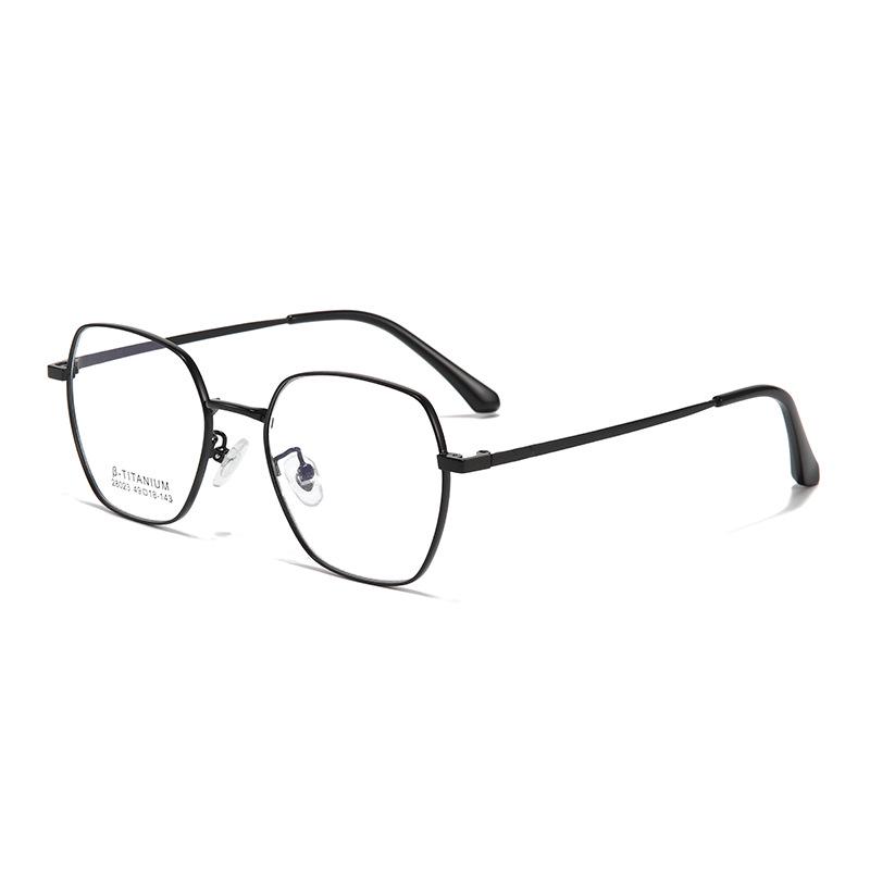 Fashionable Retro Metal Myopia Glasses Frame with Ultralight Polygonal Full Rim Plano Lenses