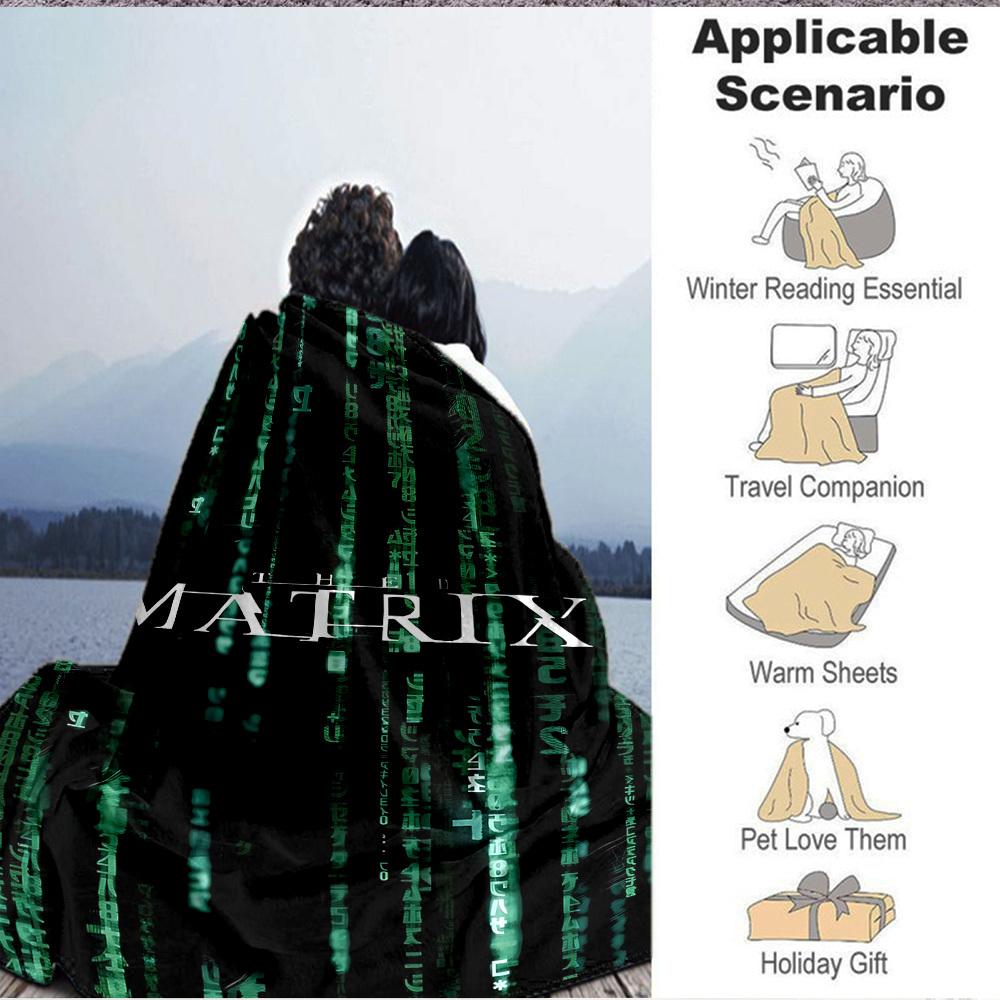 1pc The Matrix Flannel Throw Blanket - HD Printed Lightweight Soft Warm All-Season Blanket for Sofa, Bed, Travel, Camping 038