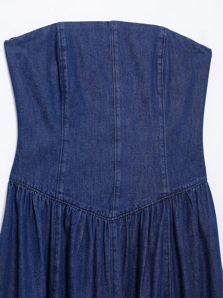 2025 Spring Women's Slim Fit Pleated Strapless Dress