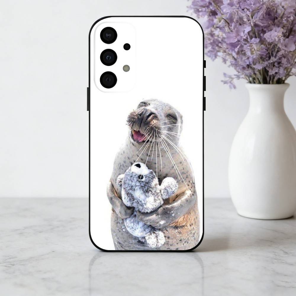 S-Seal F-Funny C-Cute Phone Case For Samsung Galaxy A73,A72,A71,A70,A53,A52,A51,Others Soft Black Cover