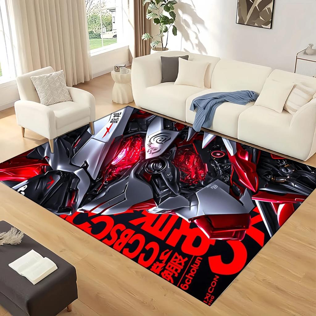 3D GUNDAM Robot Cartoon Carpet Rug for Living Room Bedroom Home Sofa Decoration,kids Play Non-slip Floor Mat Christmas Gift