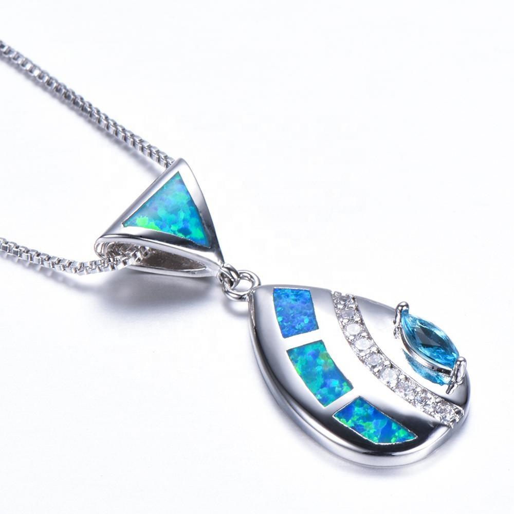 Europäische und amerikanische Mode Pferd Auge Dreieck Blauer Anhänger Halskette mit personalisierter Schlichtheit