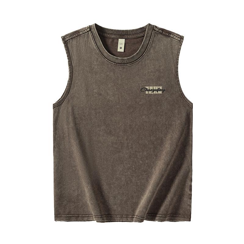 Heavy Cotton Vest for Men's Summer New Large-size Loose Sleeveless T-shirt