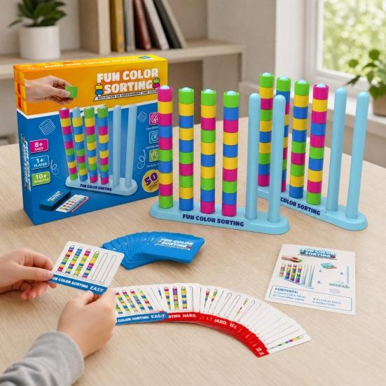 1/2 Sets Farbabstimmungs-Herausforderungsspiel, Schnelles Musterstapelspiel, Familiäres Brettpuzzle-Spiel für Kinder & Erwachsene, Geburtstags-Ostern-Weihnachtsfeier-Geschenke