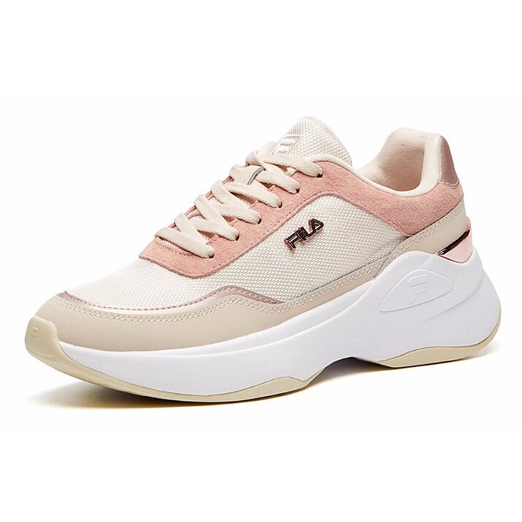 FILA Fabric Synthetic Leather Retro Shock Absorbing Wear Resistant Low Top Casual Shoes Women sneaker Nude-Pink F12W114208FLR