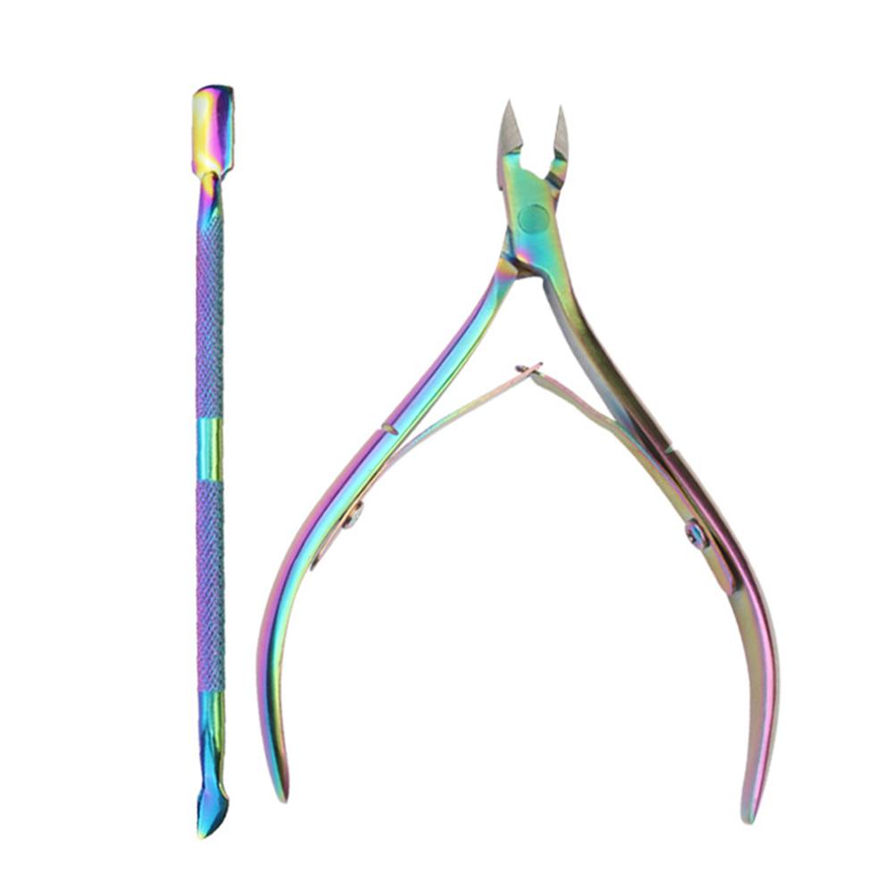 

2 шт. / Комплект Триммер для удаления кутикулы Кусачки Толкатель Набор Нержавеющая сталь Скребок для чистки кутикулы Мертвая кожа