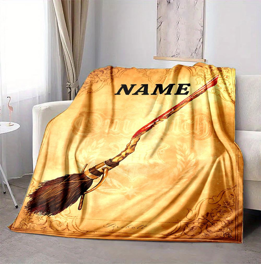 Custom Name Hogwarts Crest Flannel Blanket Throw Blanket Soft Warm Sofa Bed home Decor Unique Gift
