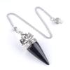 1pc Healing Crystal Pendulum Pendants Lucky Natural Stone Pendulum Pendant With Silvery Ball Chain Hypnosis For Jewelry Gifts