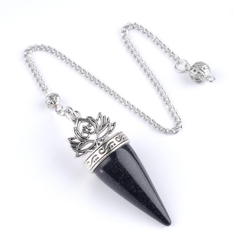 1pc Healing Crystal Pendulum Pendants Lucky Natural Stone Pendulum Pendant With Silvery Ball Chain Hypnosis For Jewelry Gifts