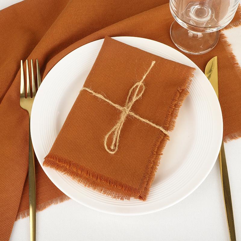 50PCS Handmade Cloth Napkins Large 42x42cm Cotton Napkins with Tassels Delicate Soft Washable for Dinners Parties Wedding Decor