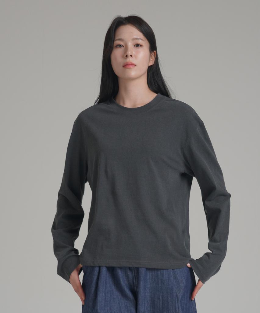 Noming [2Pack] Loose Fit Crop Pigment Long Sleeve (4 Colors)