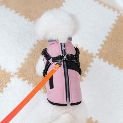 Modische verstellbare Hundewinterjacke wasserdicht Reißverschluss reflektierend Hundemantel warm mit Geschirr gepolstert Winter Haustierweste Kaltwetter